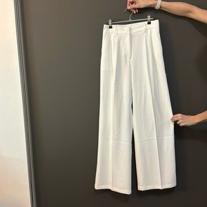 White wide leg dress pants